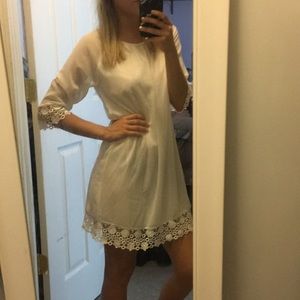 White dress with lace trim